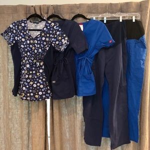 Maternity scrubs: 3 tops and 2 bottoms